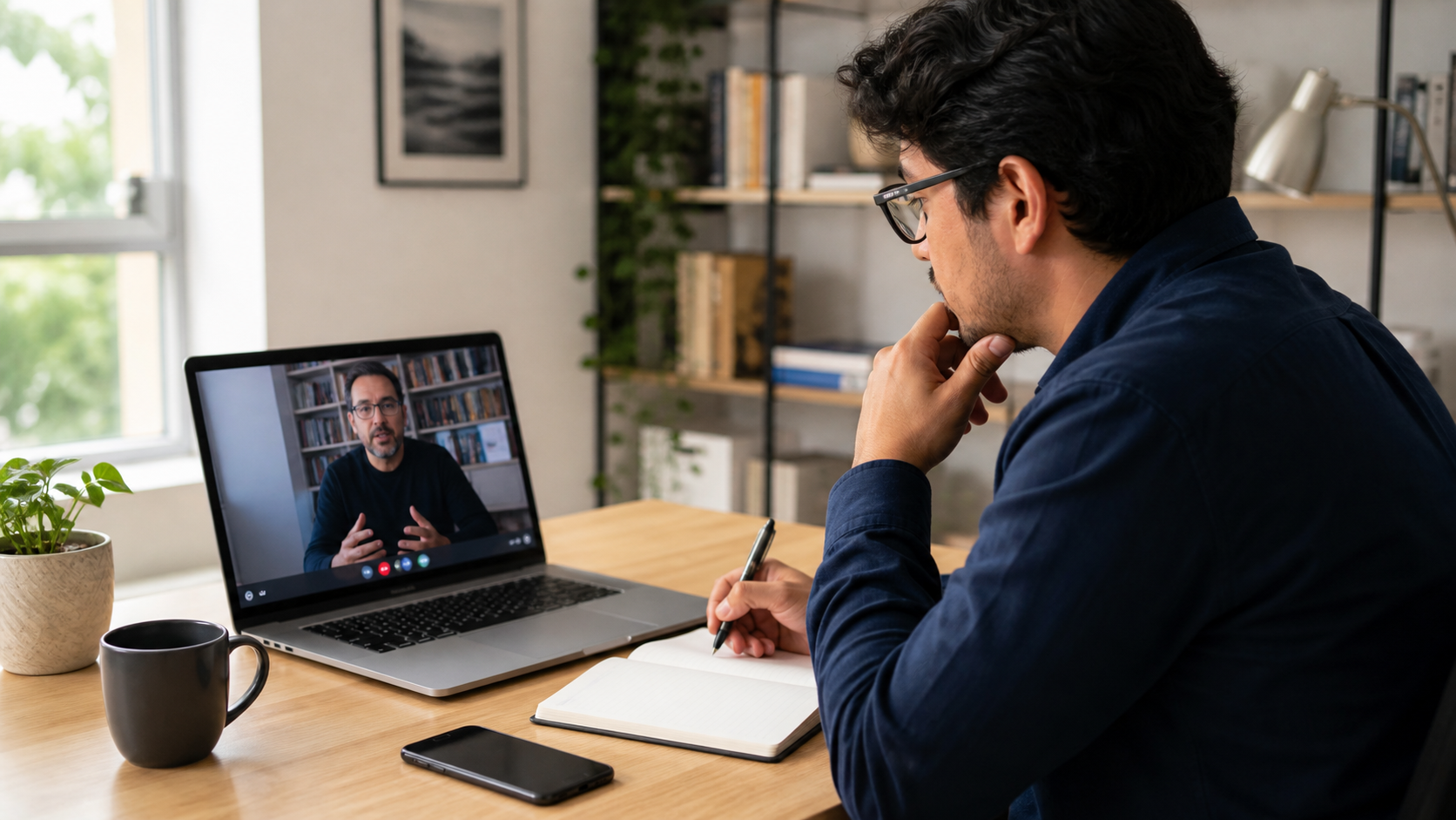 Estudiante en aula virtual siguiendo una sesión formativa online